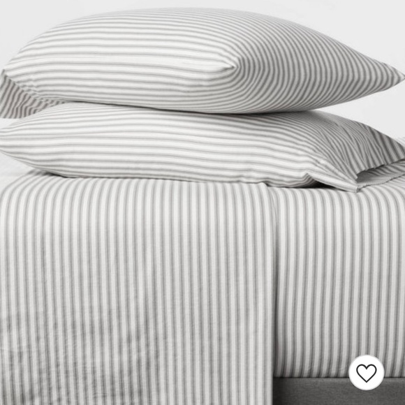 Threshold Bedding Queen Threshold 0 Cotton Flannel Sheet Set Soft Cozy Gray Striped Target